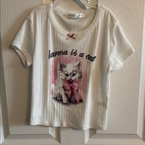 Altar'd State White 'Karma is a Cat' T-Shirt
